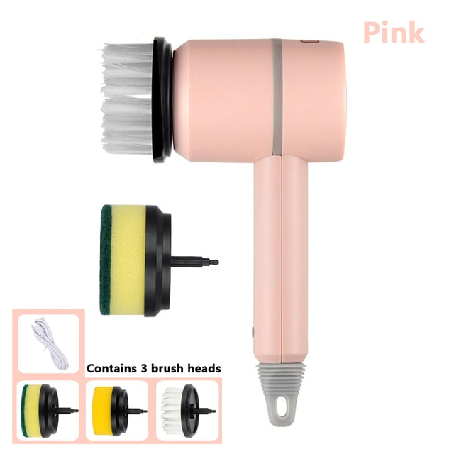 Electric Scrubber Brush Set – 3 Heads Cordless Cleaning Brush for Home