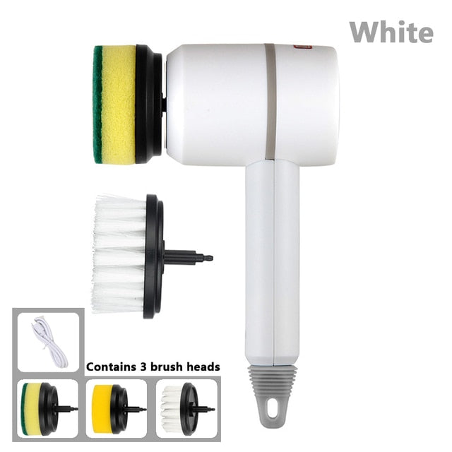Electric Scrubber Brush Set – 3 Heads Cordless Cleaning Brush for Home