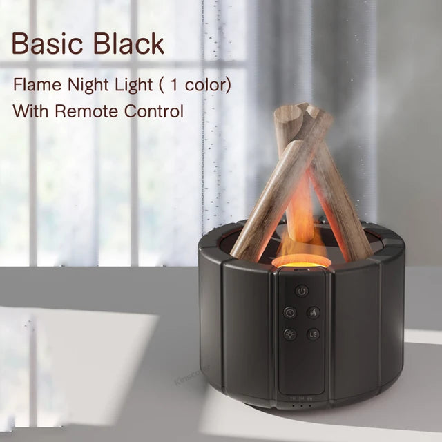 Flame Effect Aroma Diffuser & Humidifier – Cozy Bedroom Essential Oil Lamp