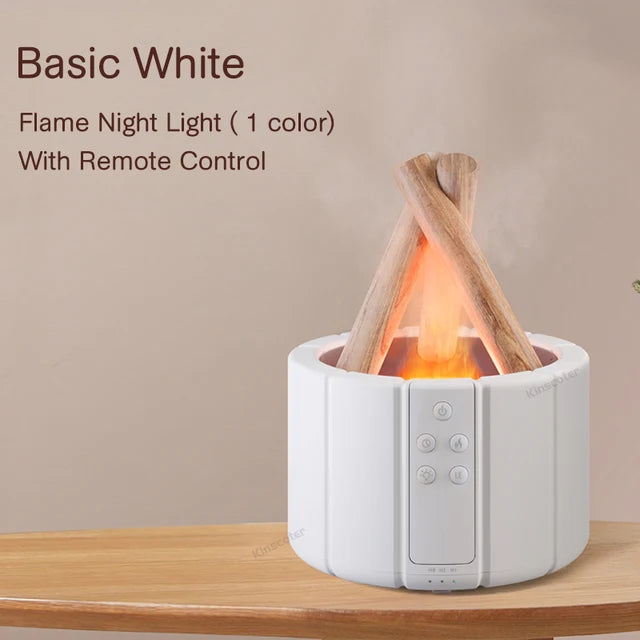 Flame Effect Aroma Diffuser & Humidifier – Cozy Bedroom Essential Oil Lamp